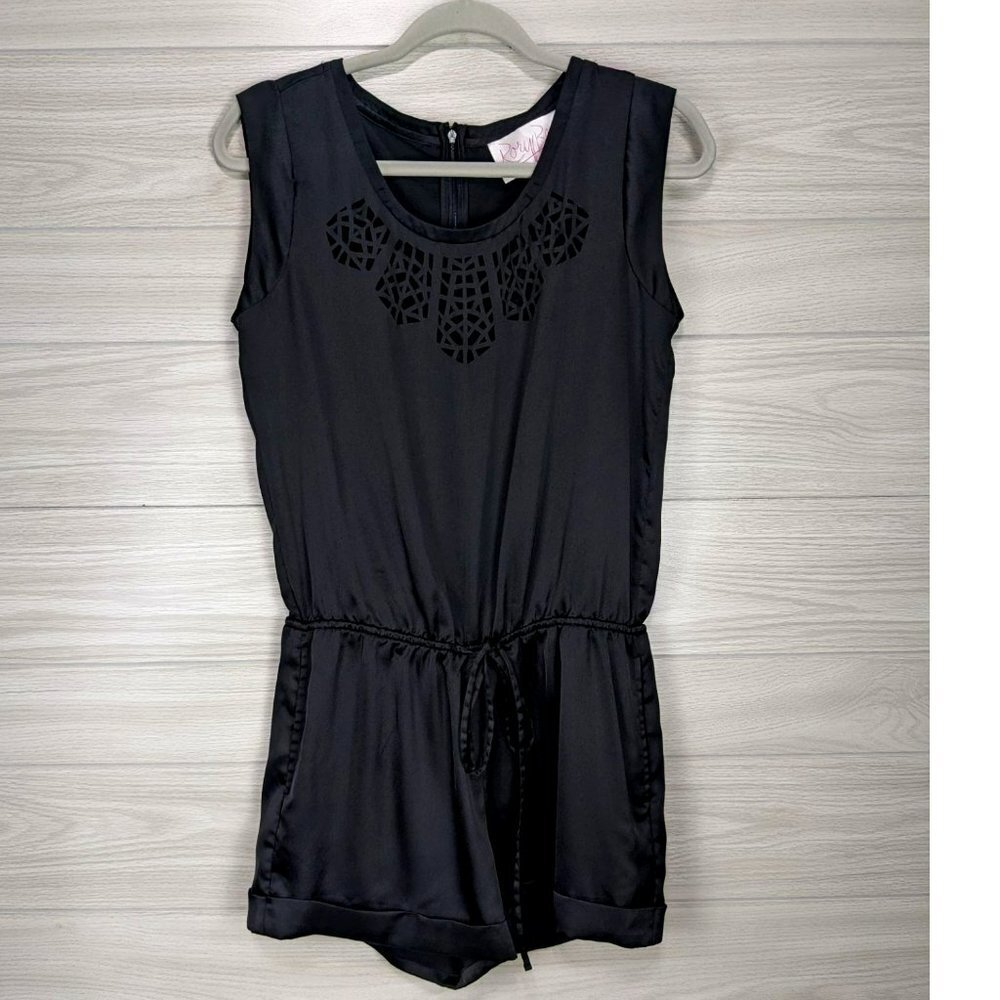 Rory Beca F21 Satin Black Romper Small